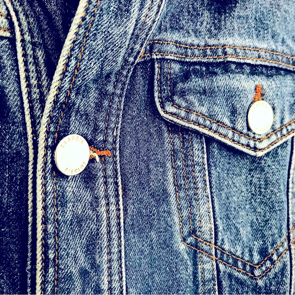 Claudie Pierlot designer denim jacket with metal eyelets FR38 US S french - Picture 5 of 5